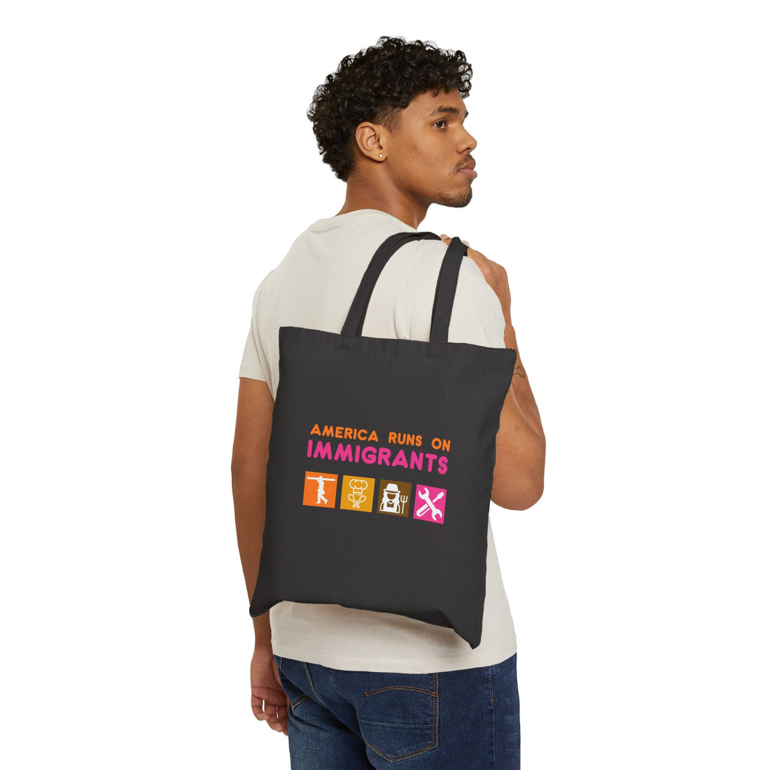 America Runs on Immigrants Tote Bag