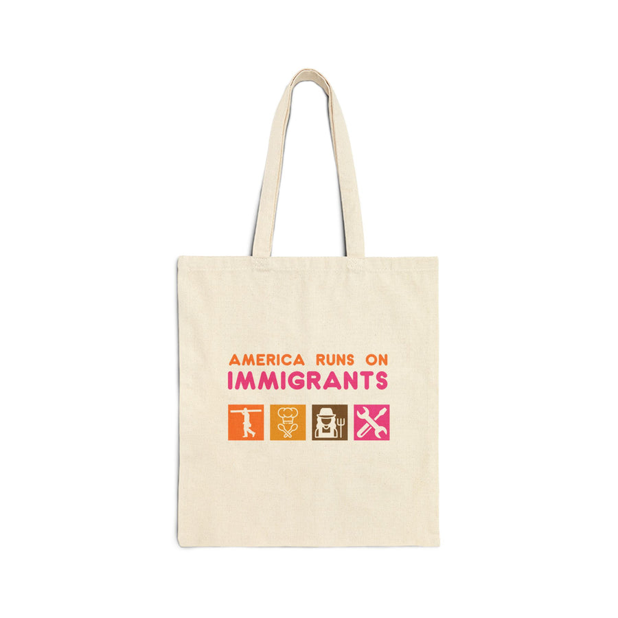 America Runs on Immigrants Tote Bag